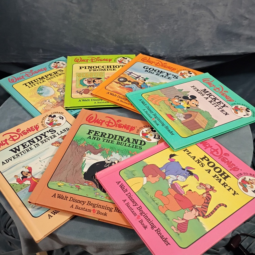 Walt Disney Fun-To-Read Library Bantam Beginning Reader Book Lot of 7 Vintage